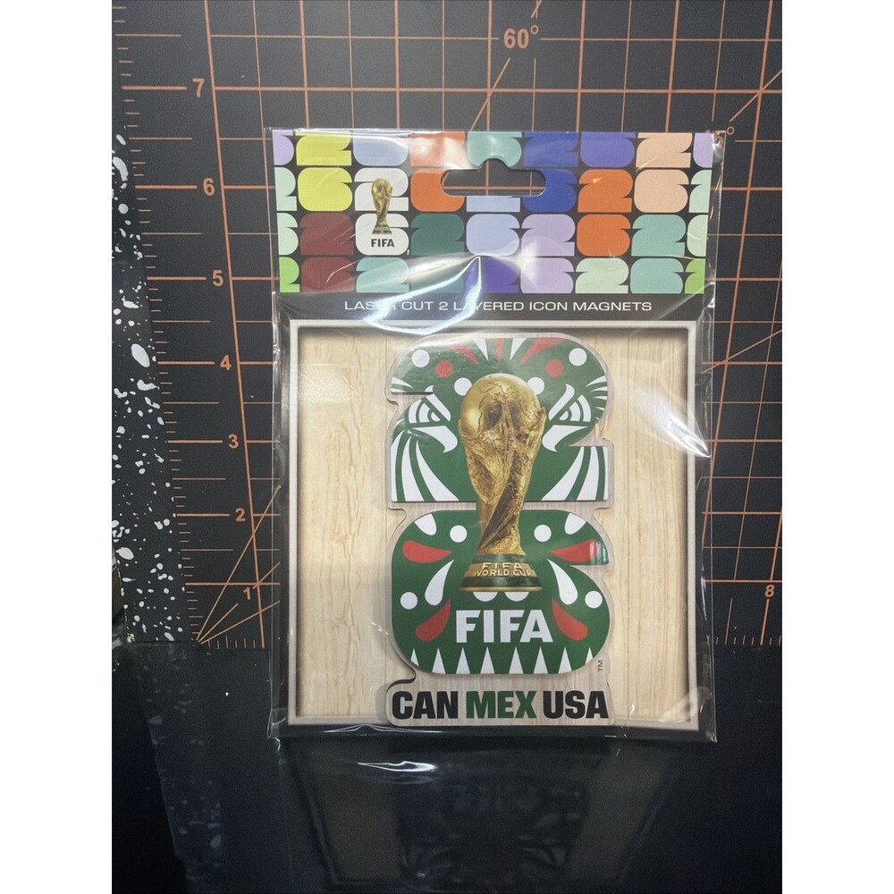 Official FIFA World Cup 2026 Laser Cut 2-Layered Icon Magnet Hosts CAN MEX USA